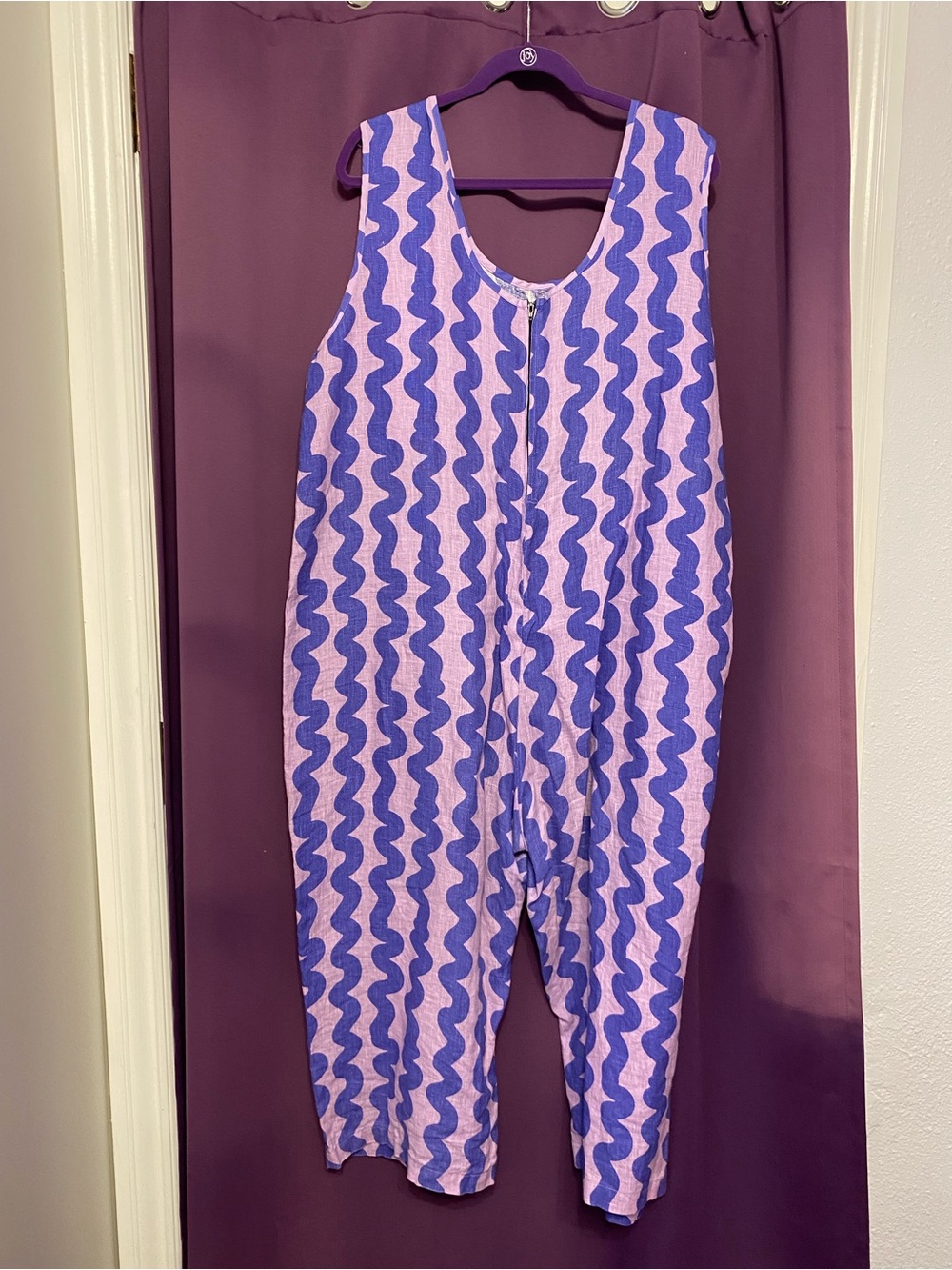 Nooworks Blue and White Wavy-Stripe Jumpsuit - Picture 3 of 5